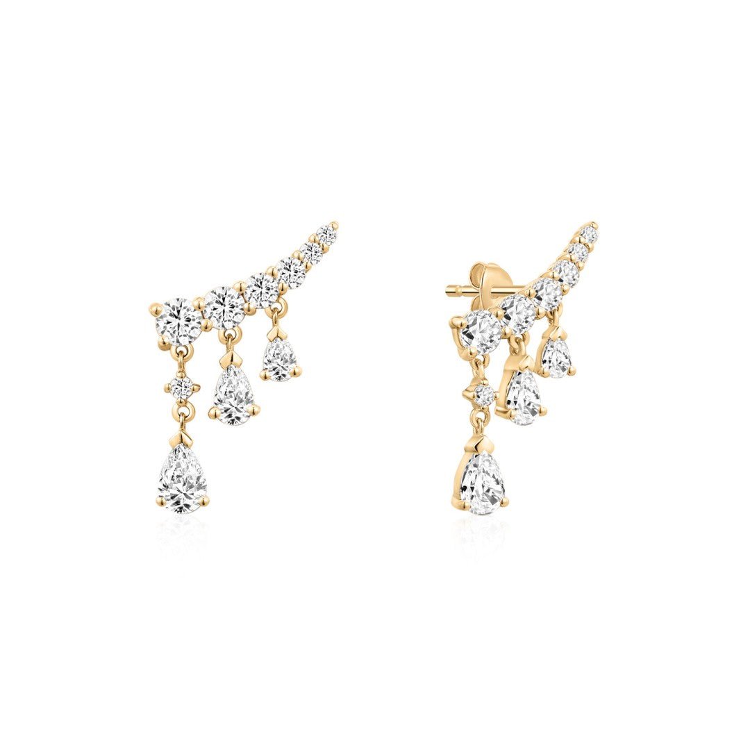 14K Pear Fringe Drop Lab Diamond Earrings - Nolita
