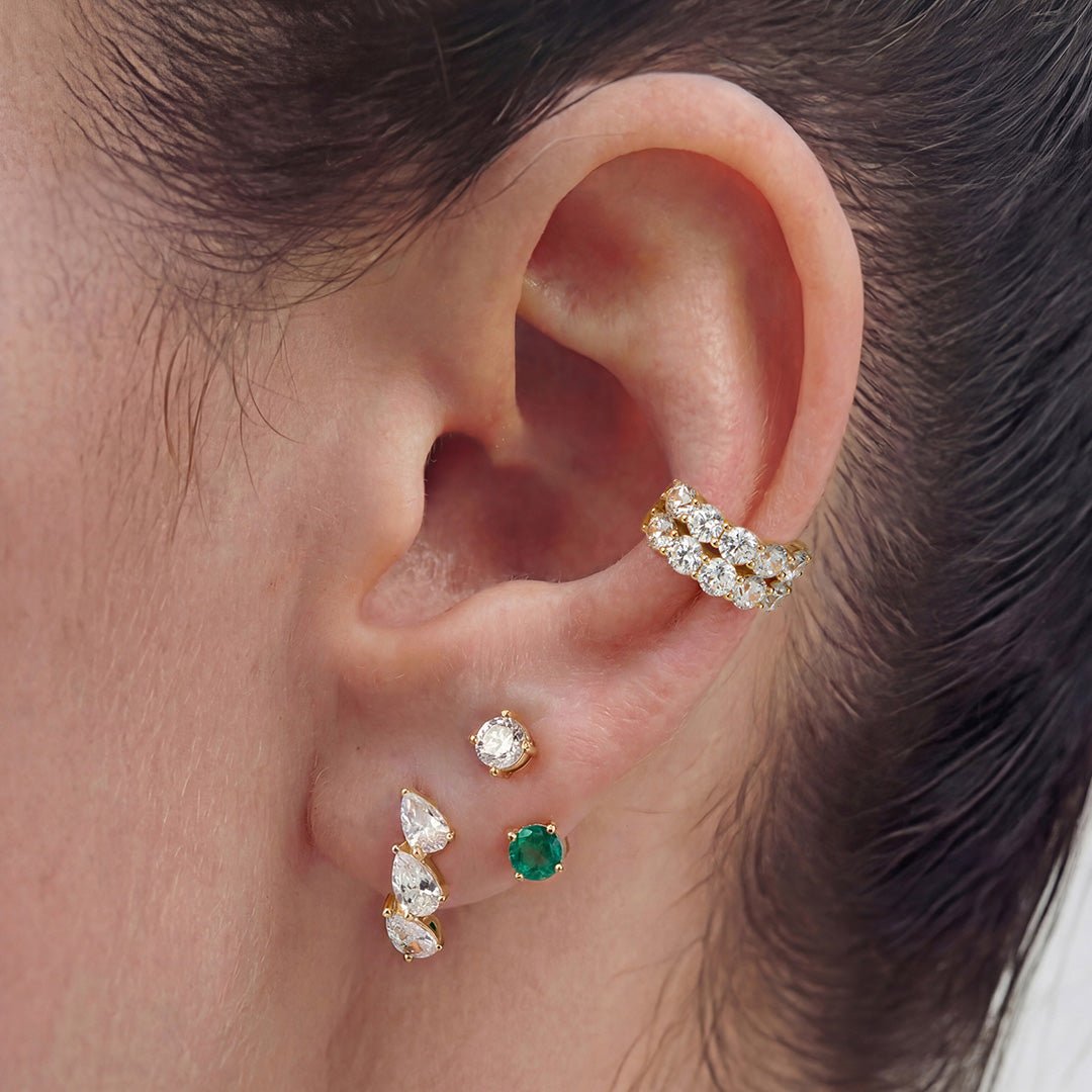 14K Pear Lab Diamond Huggie Earrings - Nolita