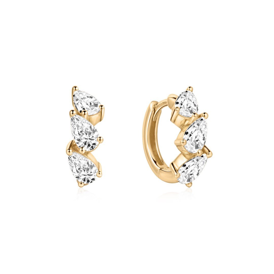 14K Pear Lab Diamond Huggie Earrings - Nolita
