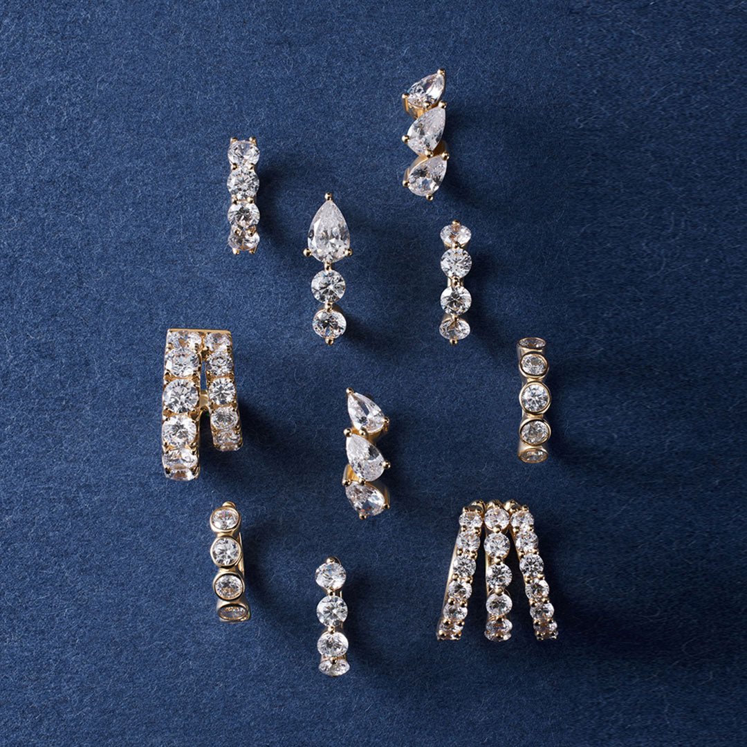 14K Pear Lab Diamond Huggie Earrings - Nolita