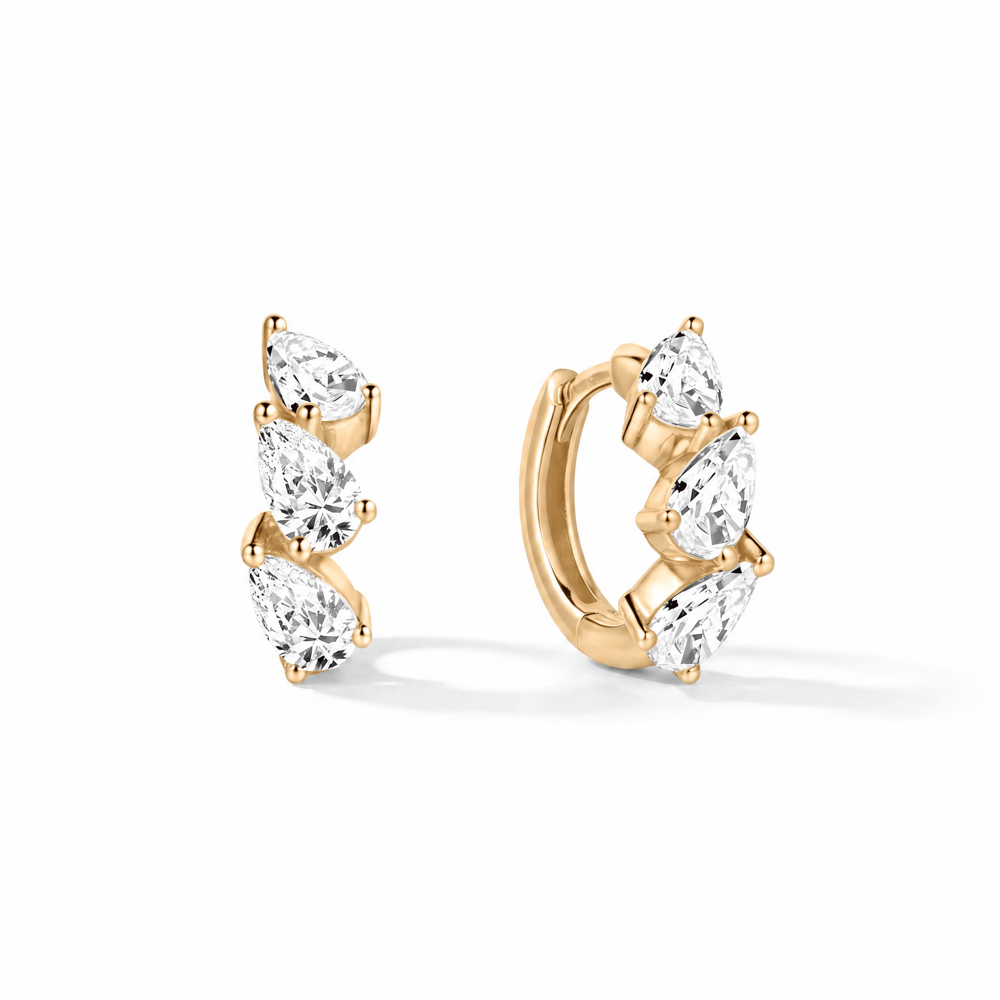 14K Pear Lab Diamond Huggie Earrings - Nolita