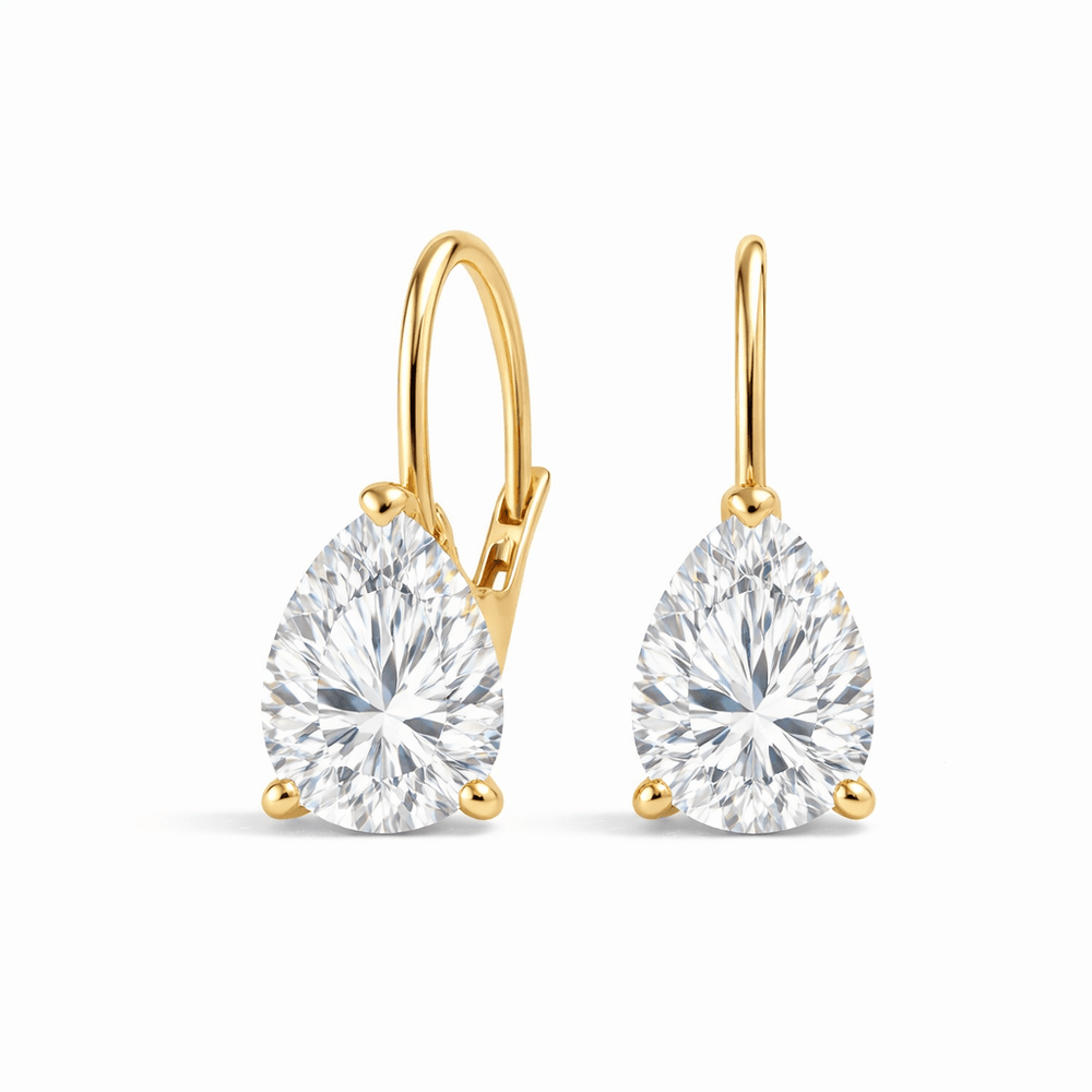 14K Pear Lab Grown Diamond Lever Back Earrings