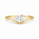 14K Pear Lab Grown Diamond Solitaire Wave Ring - Nolita