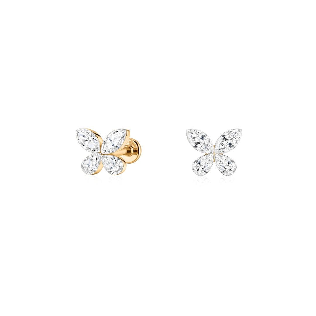 14K Petal Bloom Lab Diamond Flat Back Stud - Nolita