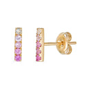 14K Pink Ombre Sapphire Bar Stud Earrings - Nolita