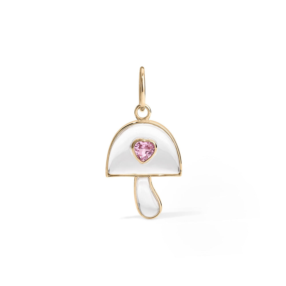 14K Pink Sapphire Mushroom Charm