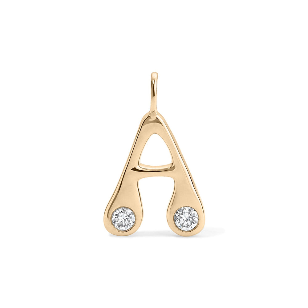 14K Retro Diamond Initial Charm