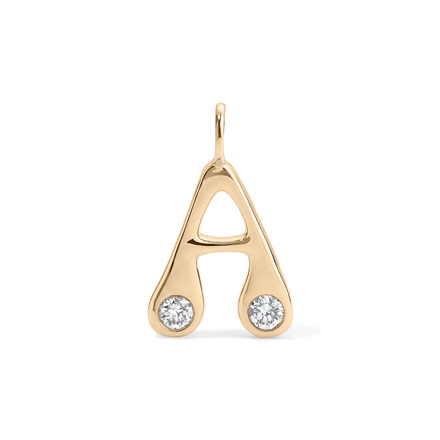 14K Retro Diamond Initial Charm - Nolita