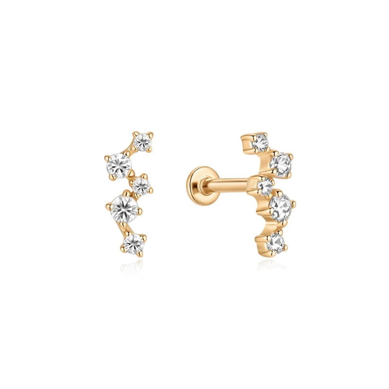 14K Rising Climber Lab Diamond Flat Back Stud - Nolita
