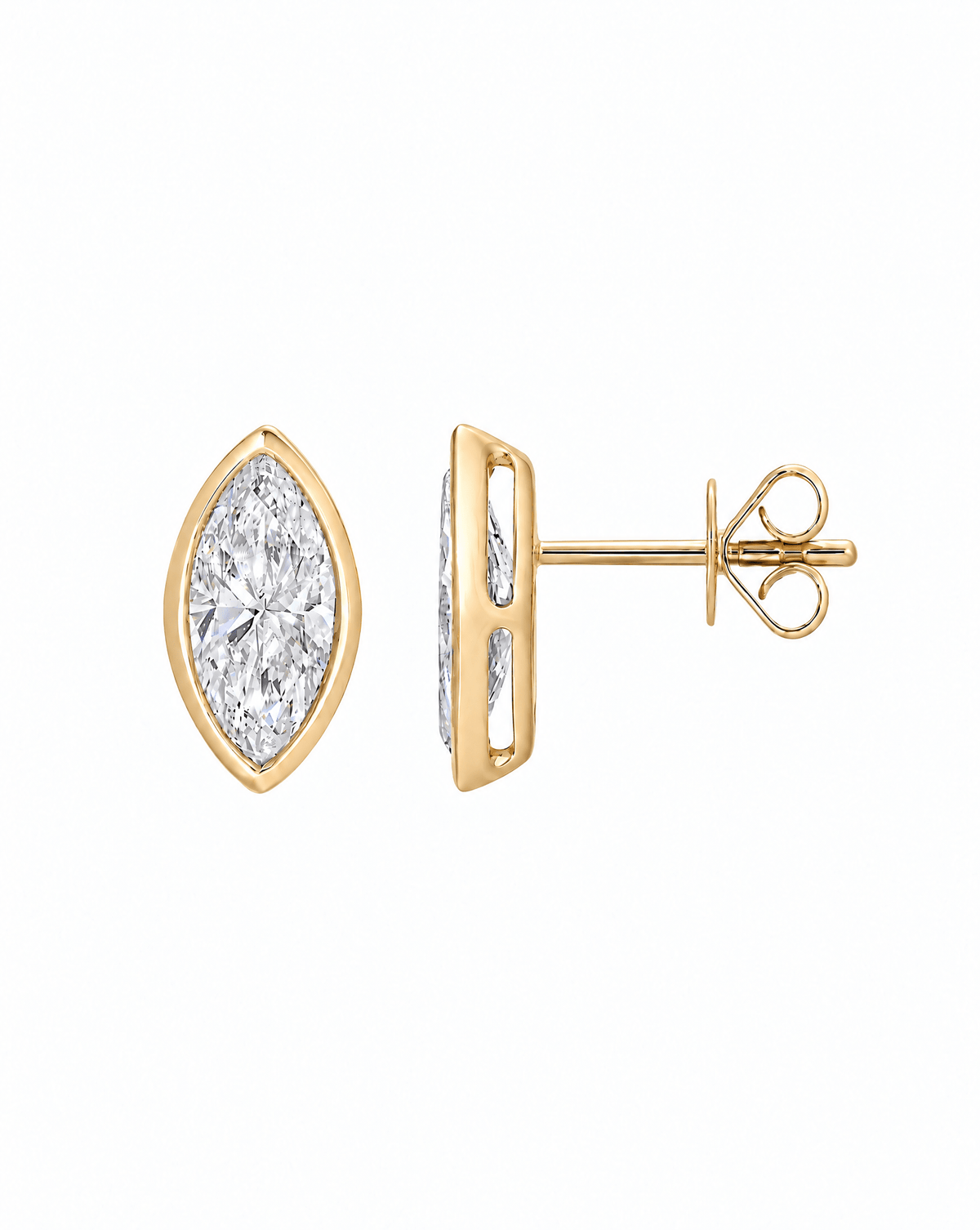 14K Romy Marquise Bezel Lab Diamond Studs - Nolita