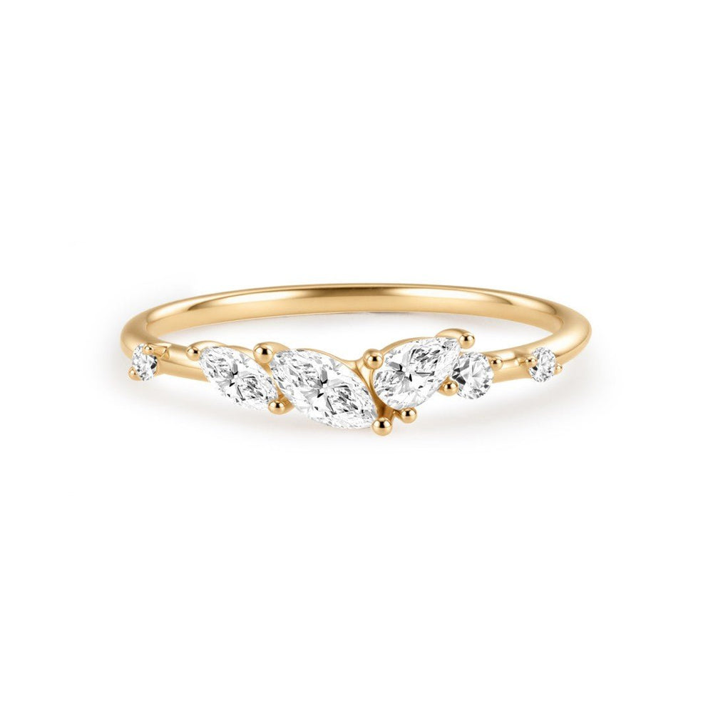 14K Rosalie Mixed-Cut Lab Diamond Contour Band