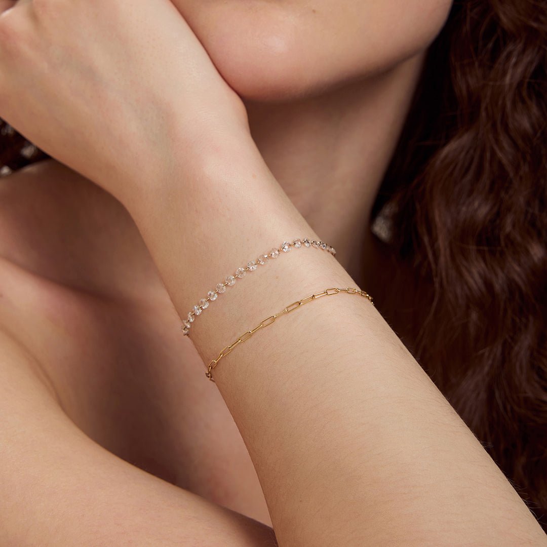 14K Rose Cut Drilled Lab Diamond Half Tennis Bracelet - Nolita