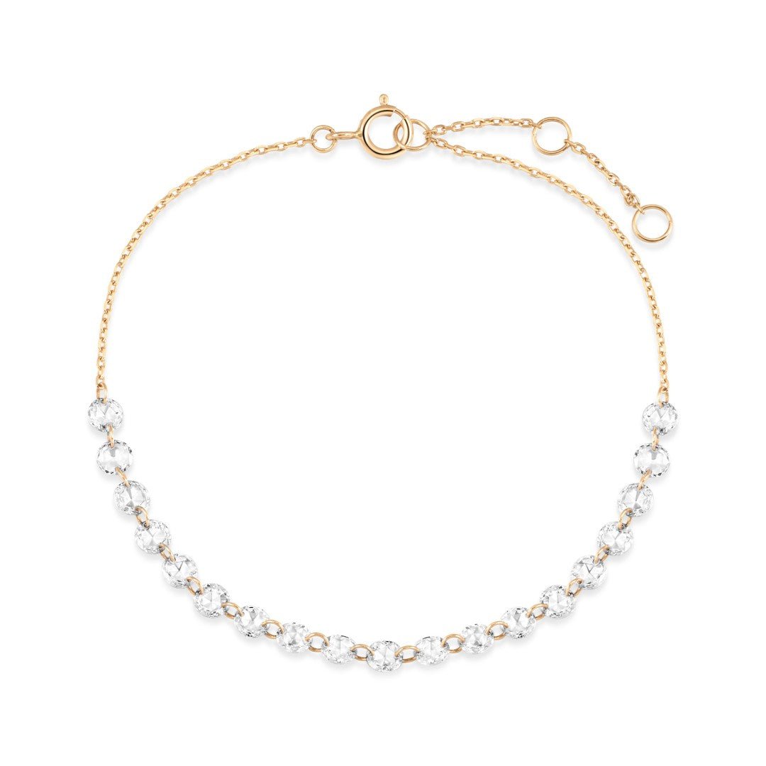 14K Rose Cut Drilled Lab Diamond Half Tennis Bracelet - Nolita