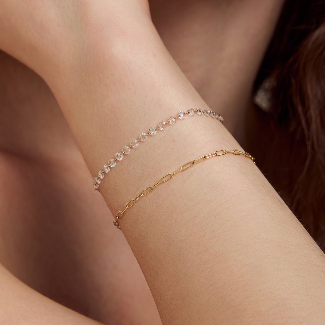 14K Rose Cut Drilled Lab Diamond Half Tennis Bracelet - Nolita