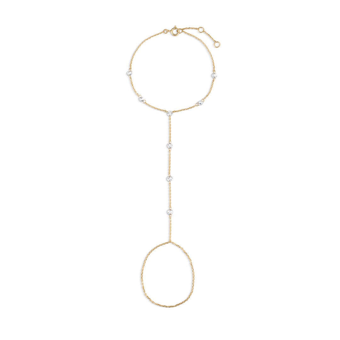 14K Rose Cut Lab Diamond Hand Chain Bracelet - Nolita