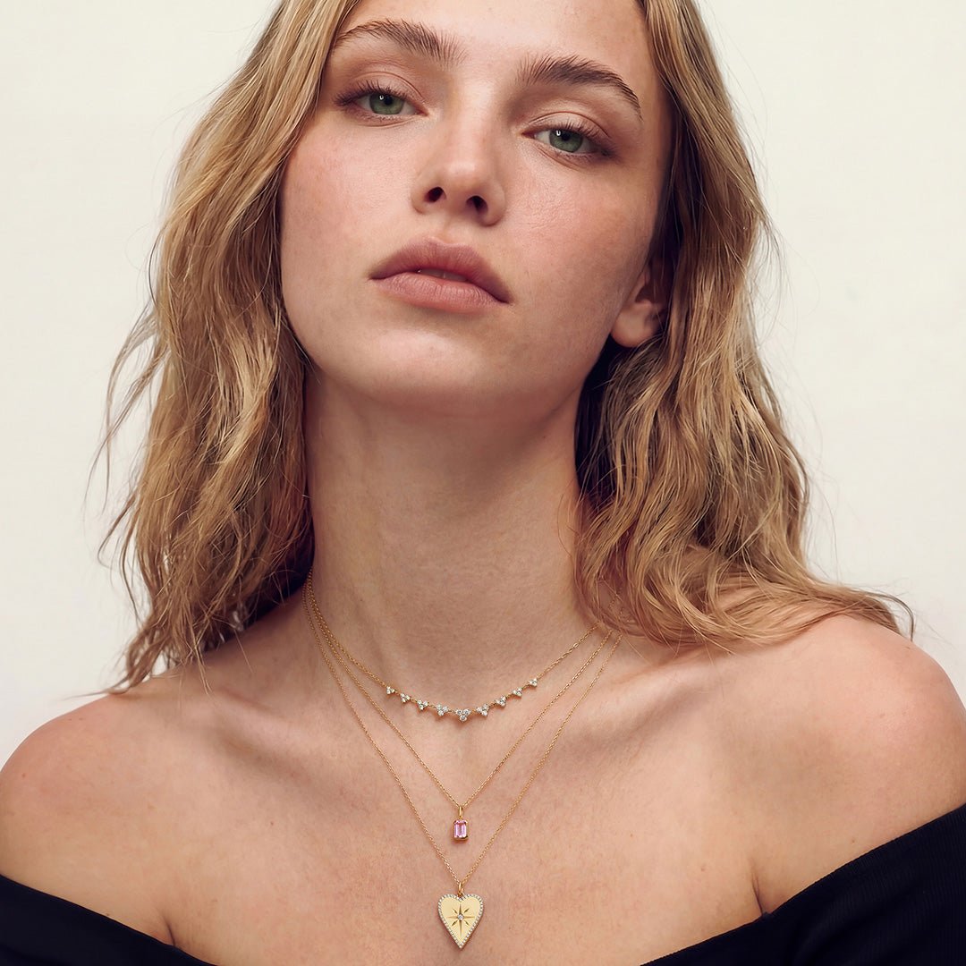 14K Rosette Lab Diamond Cluster Station Necklace - Nolita