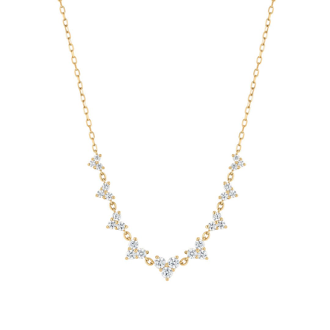 14K Rosette Lab Diamond Cluster Station Necklace - Nolita