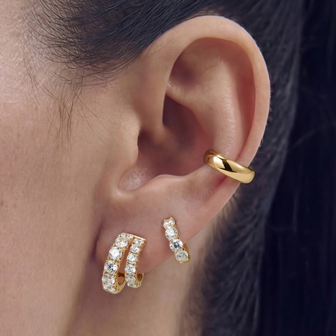 14K Round Lab Diamond Pavé Huggie Earrings - Nolita