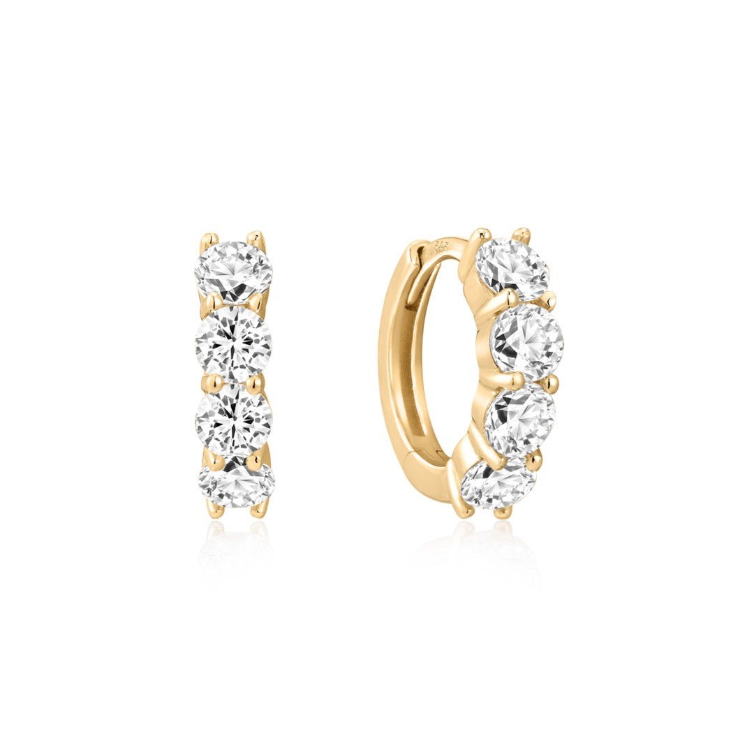 14K Round Lab Diamond Pavé Huggie Earrings - Nolita