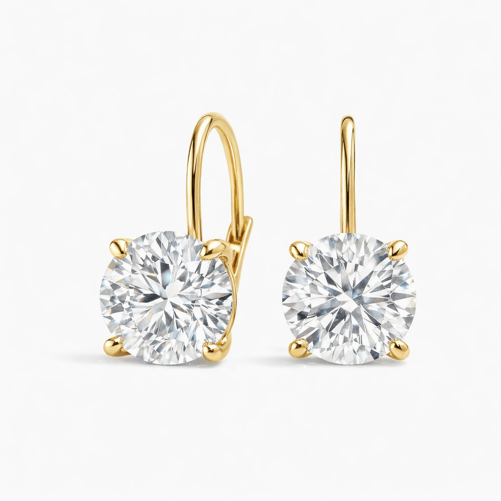 14K Round Lab Grown Diamond Lever Back Earrings