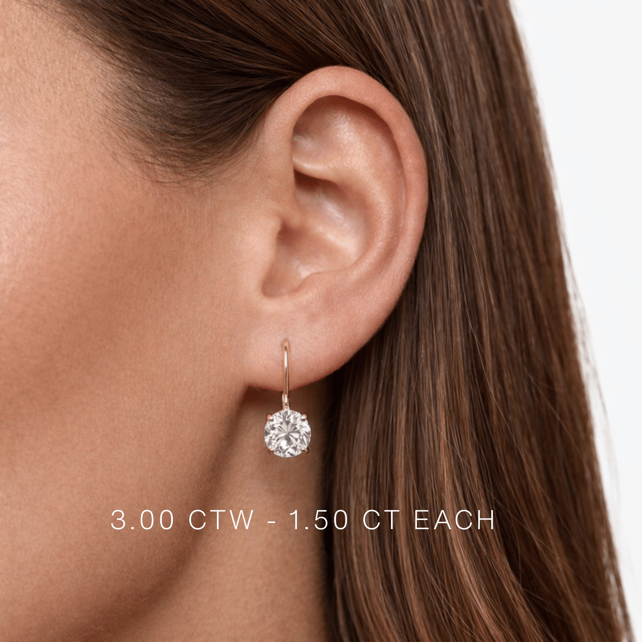 14K Round Lab Grown Diamond Lever Back Earrings - Nolita
