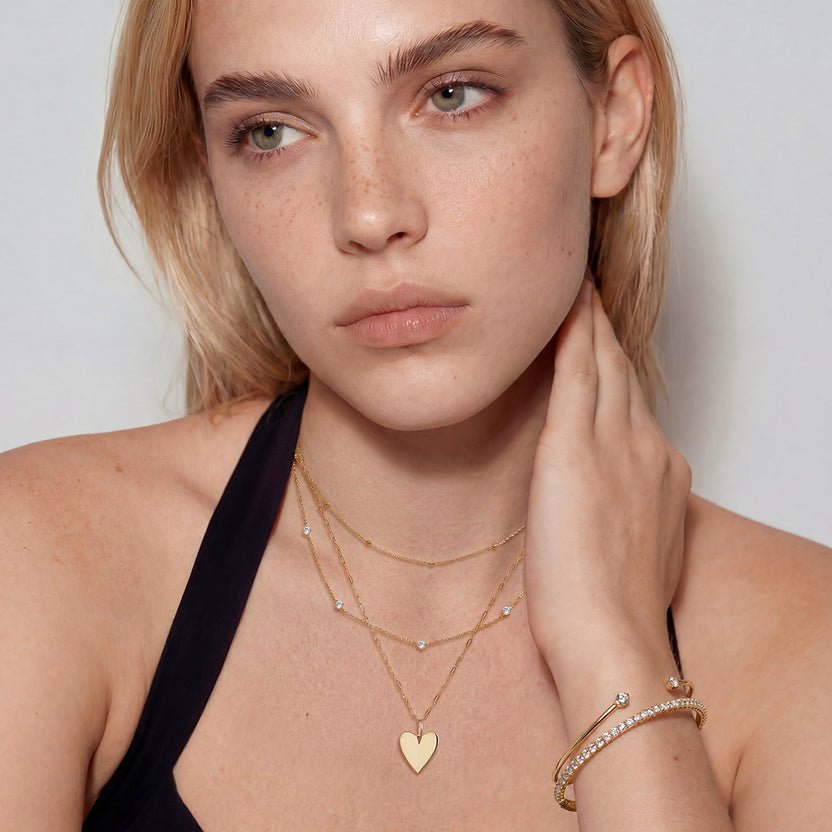 14K Sculpture Round Lab Diamond Open Cuff - Nolita