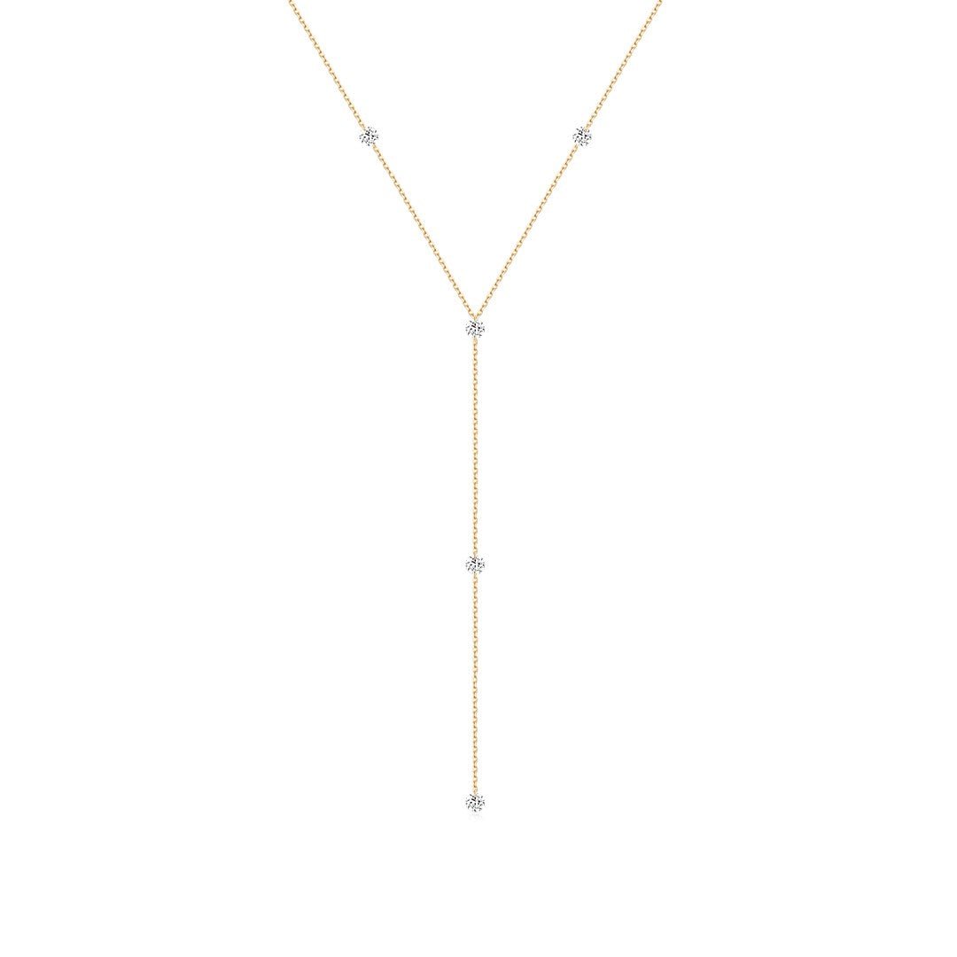 14K Serein Drilled Lab Diamond Lariat Necklace - Nolita