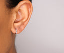 14K Small Bezel Diamond Hoop - Nolita
