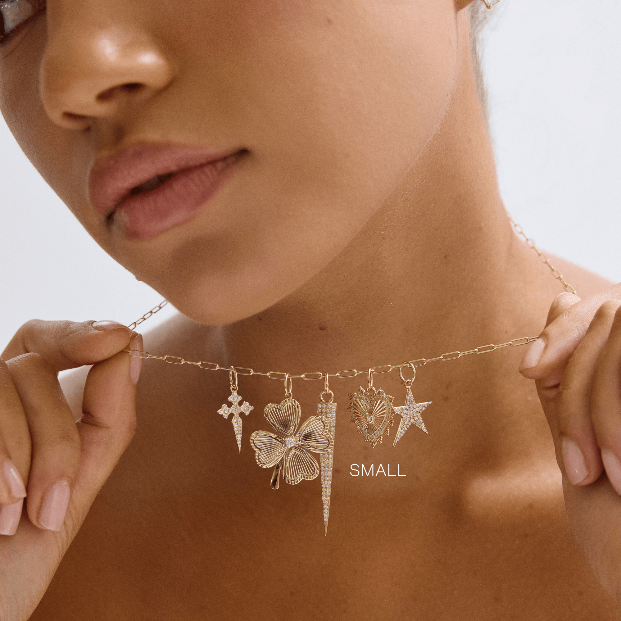14K Small Textured Heart Charm - Nolita