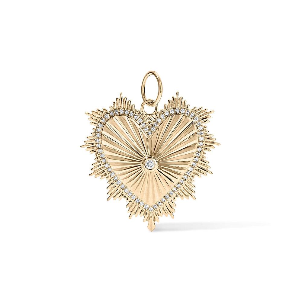 14K Textured Heart Charm