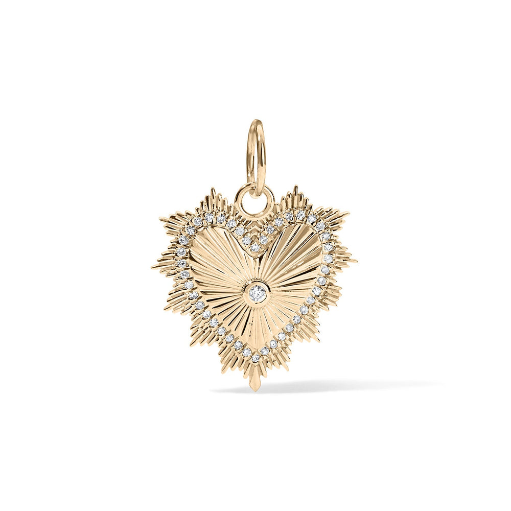 14K Small Textured Heart Charm