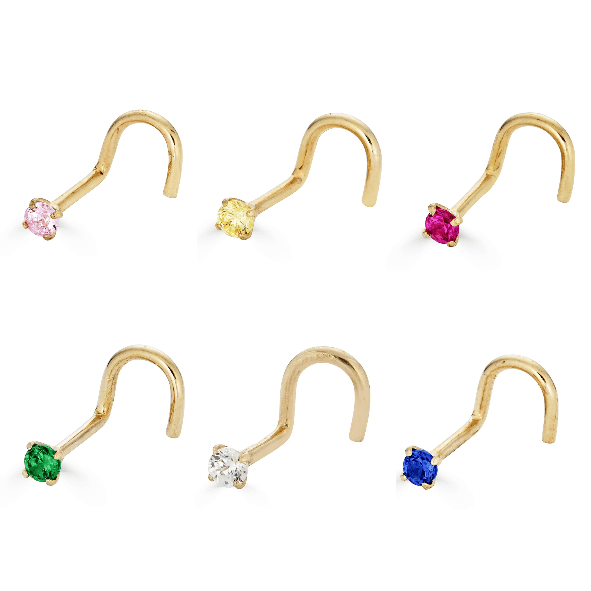 14K Solid Gold CZ Nose Stud - Nolita