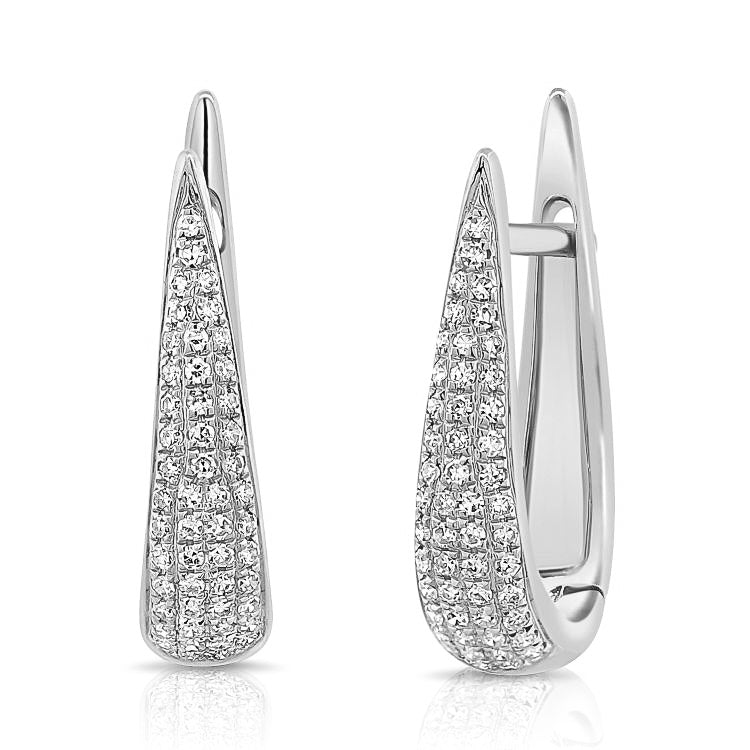 14K Tapered Diamond Pave Earrings - Nolita