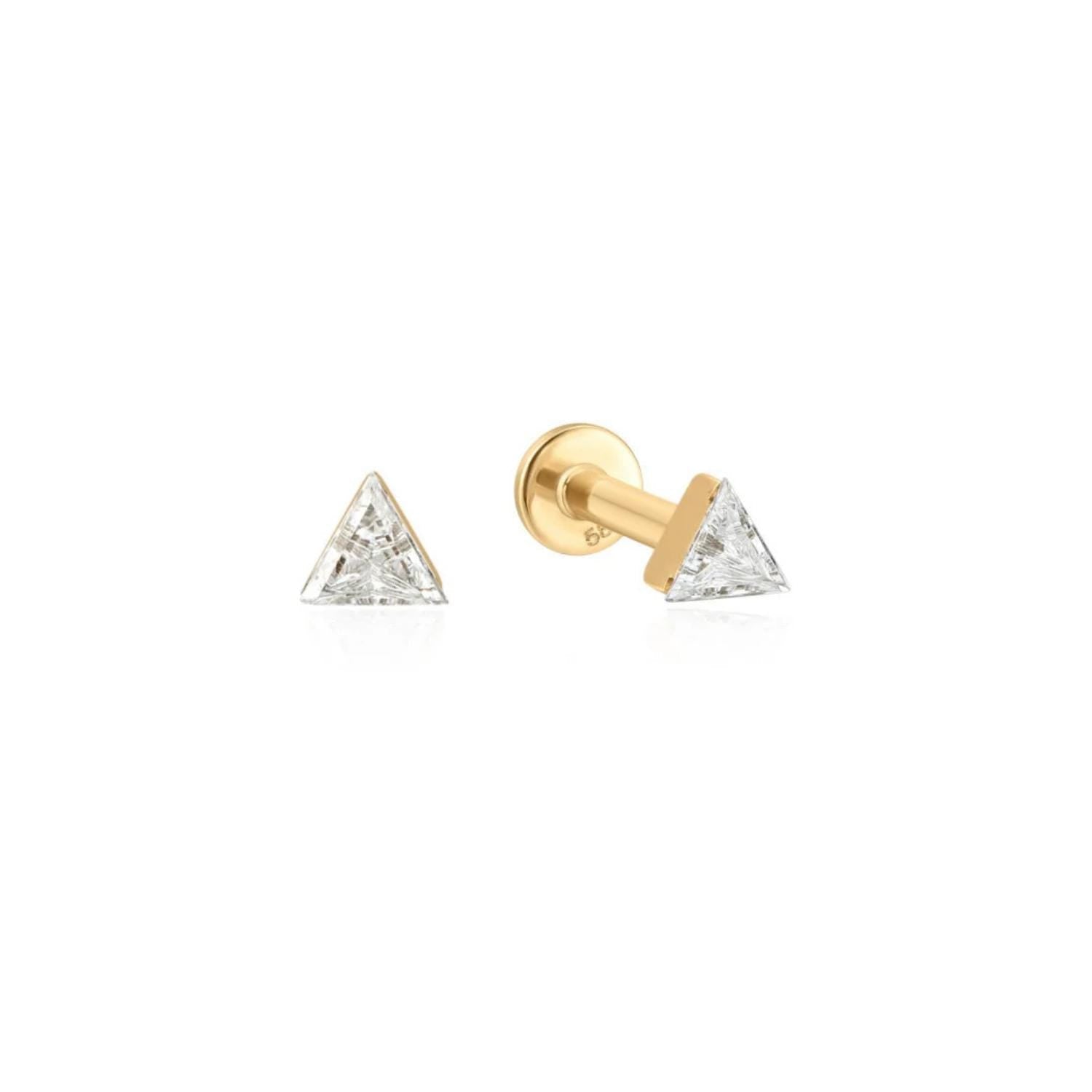 14K Trillion Lab Diamond Flat Back Stud - Nolita