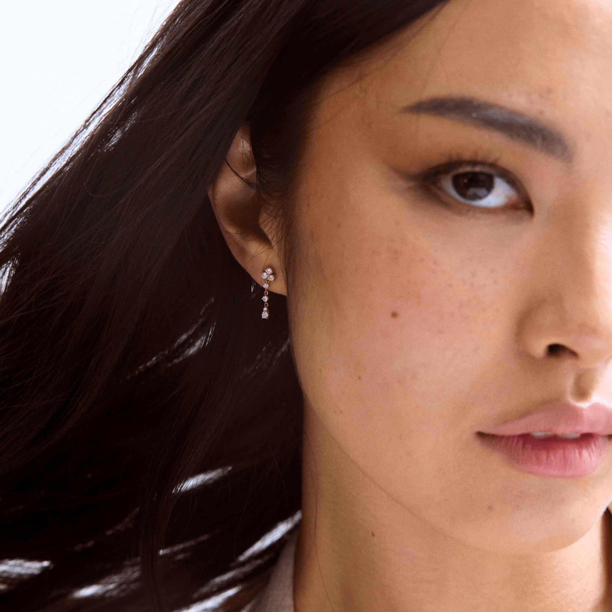 14K Trio Diamond Chain Stud Earrings - Nolita