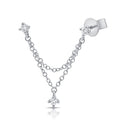 14K Triple Diamond Chain Stud Earrings - Nolita