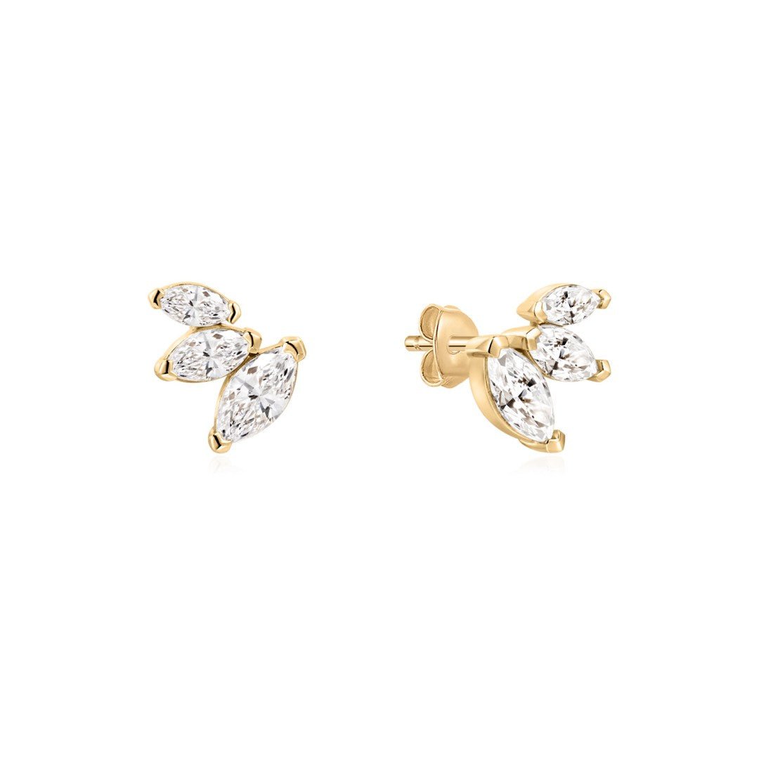 14K Triple Marquise Cluster Lab Diamond Studs - Nolita