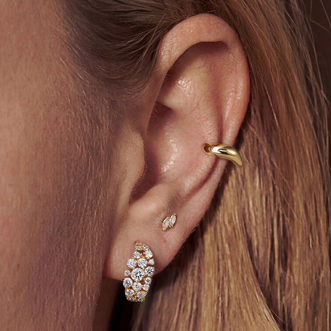 14K Triple Marquise Cluster Lab Diamond Studs - Nolita