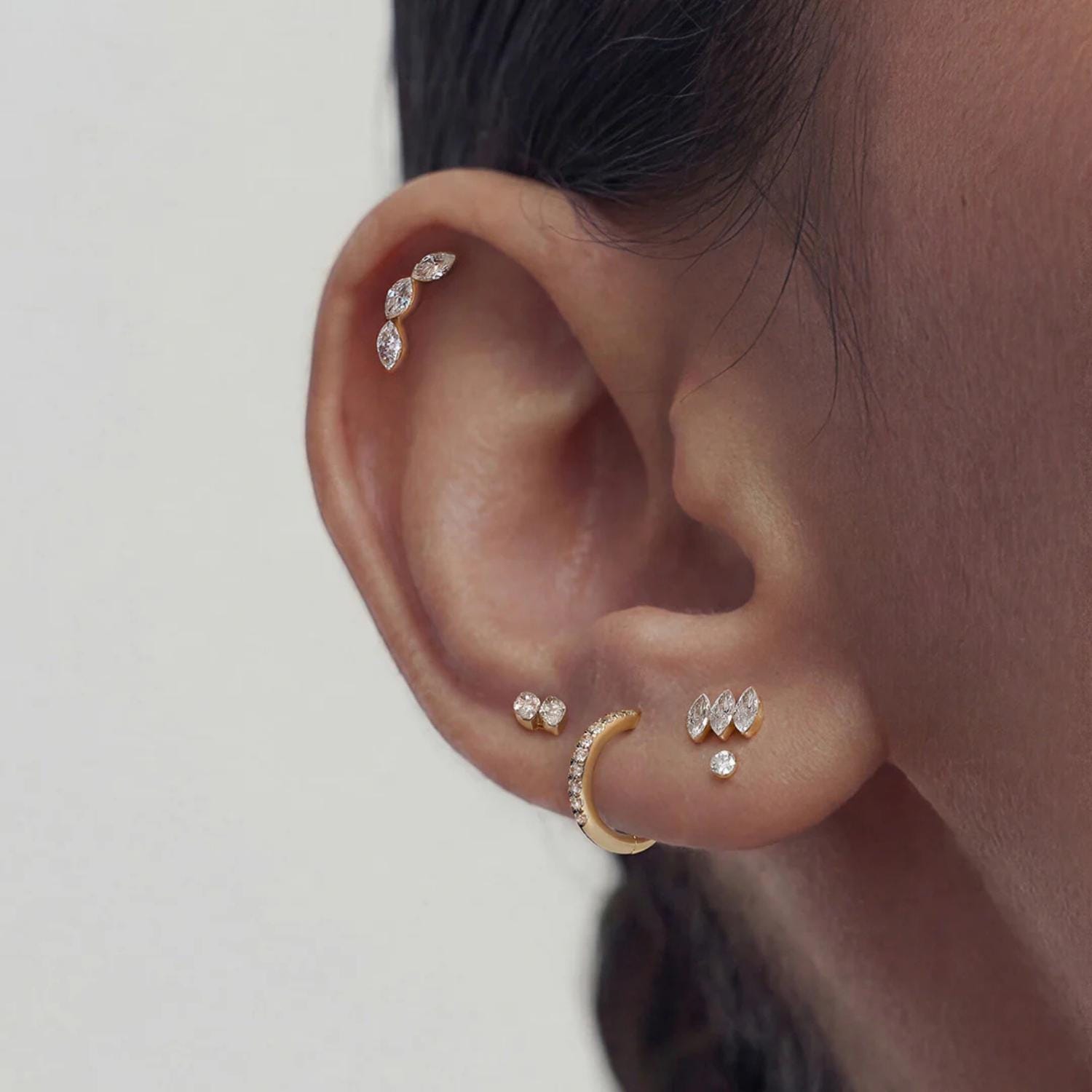 14K Twin Marquise Lab Diamond Flat Back Stud - Nolita