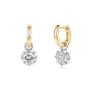14K Two Tone Georgian Lab Diamond Hoop Earrings - Nolita