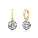 14K Two Tone Georgian Lab Diamond Hoop Earrings - Nolita