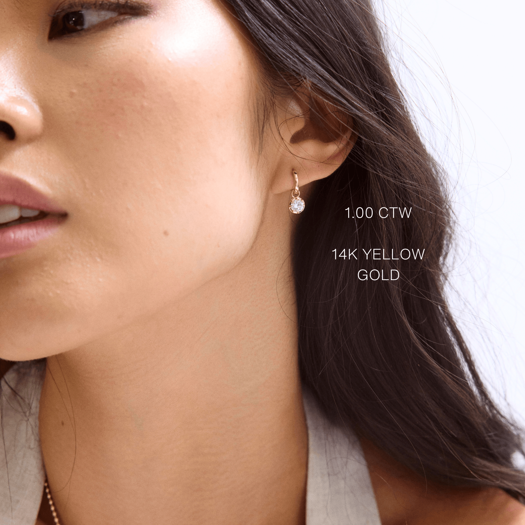 14K Two Tone Georgian Lab Diamond Hoop Earrings - Nolita