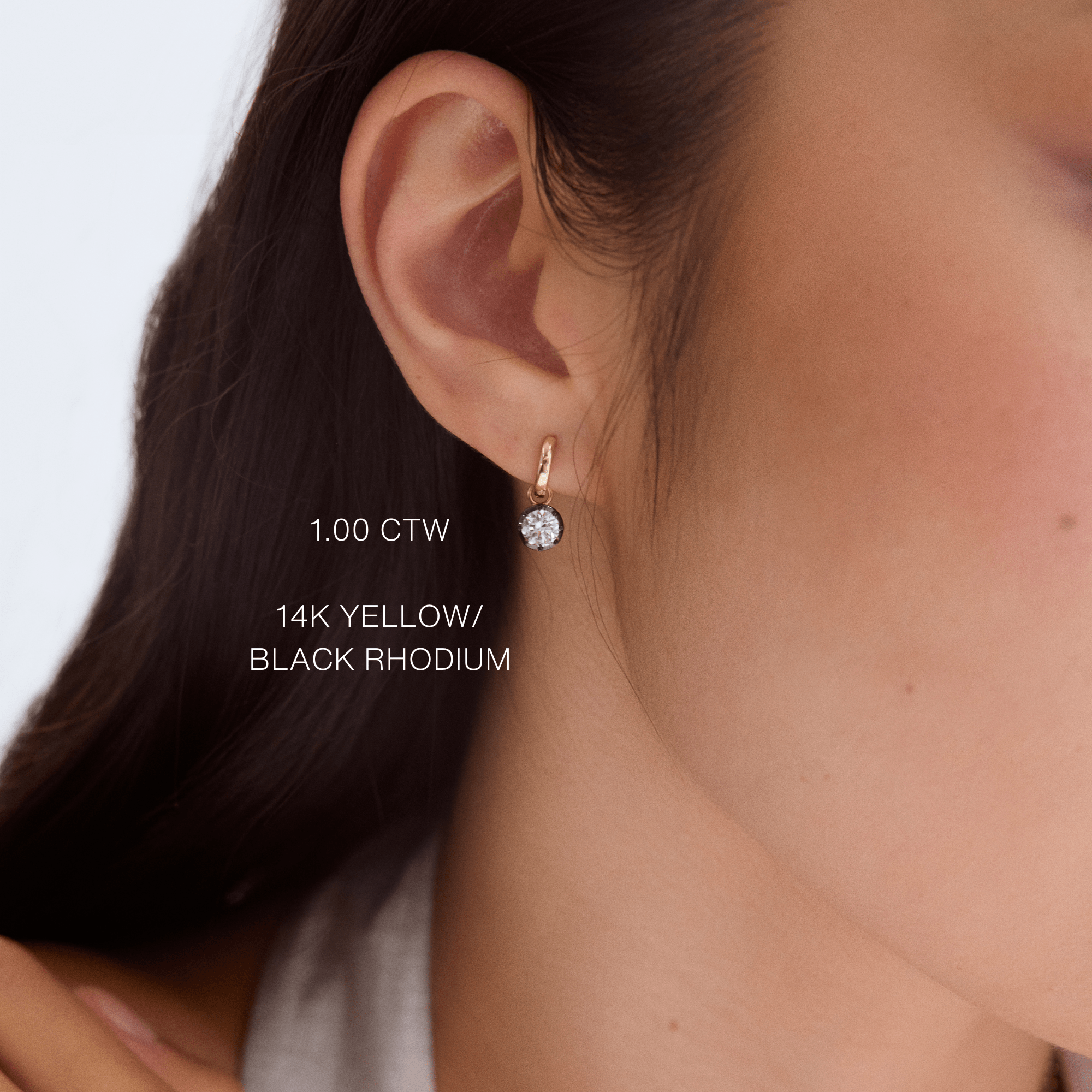 14K Two Tone Georgian Lab Diamond Hoop Earrings - Nolita