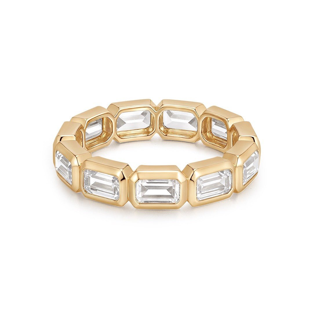 14K Valen Bezel Lab Diamond Emerald Eternity Ring - Nolita