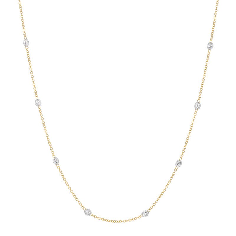 14K Yellow Gold Double Drilled Round Lab Diamond Necklace - Nolita