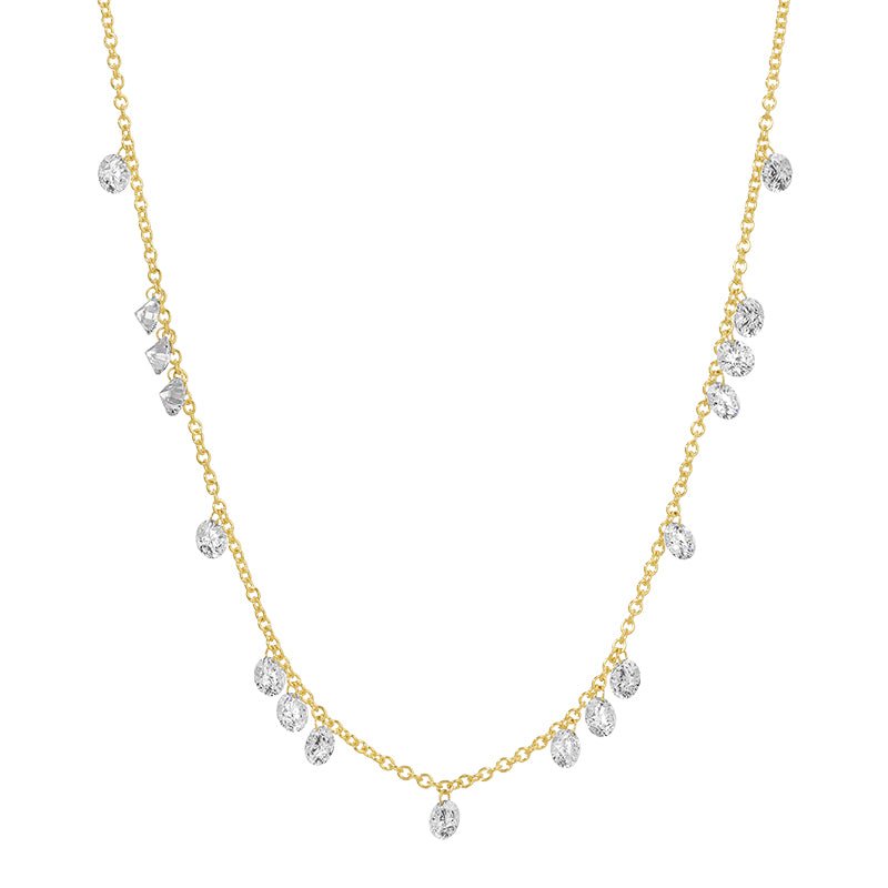 14K Yellow Gold Drilled Dangle Lab Diamond Necklace - Nolita