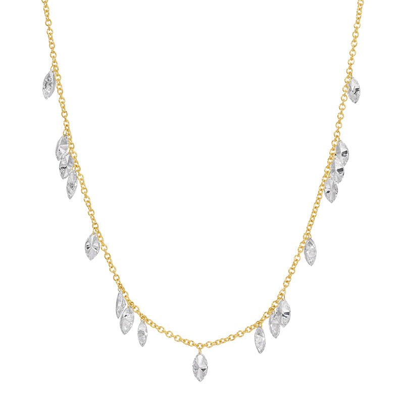 14K Yellow Gold Drilled Dangle Marquise Lab Diamond Necklace - Nolita
