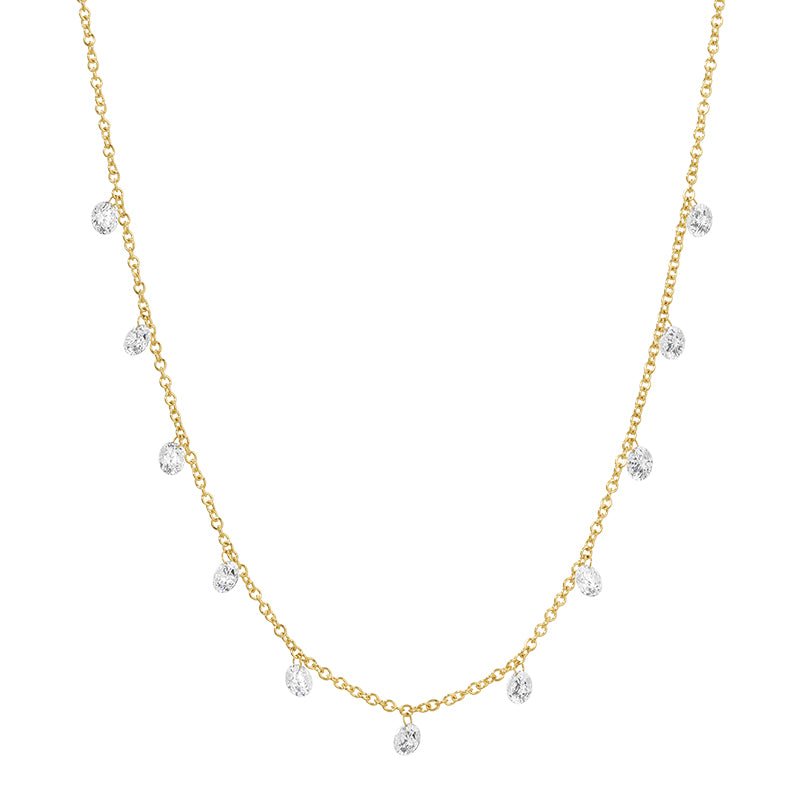 14K Yellow Gold Drilled Dangle Round Lab Diamond Necklace - Nolita