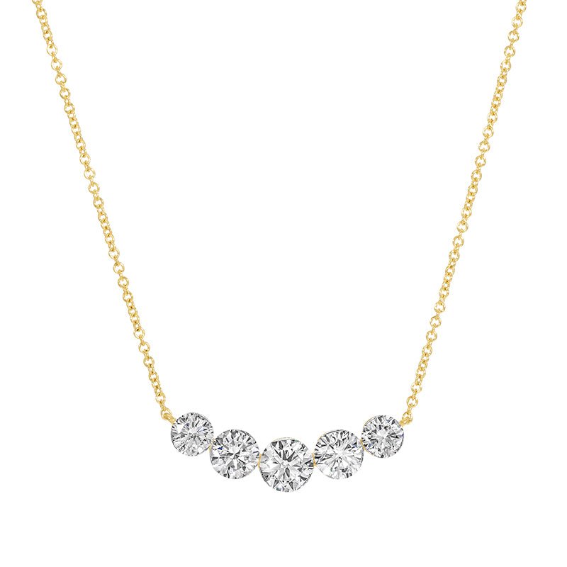 14K Yellow Gold Five-Stone Lab Diamond Necklace - Nolita