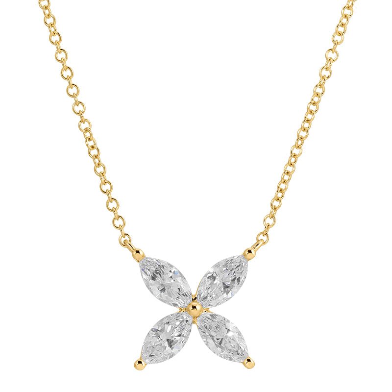 14K Yellow Gold Floral Lab Diamond Necklace - Nolita